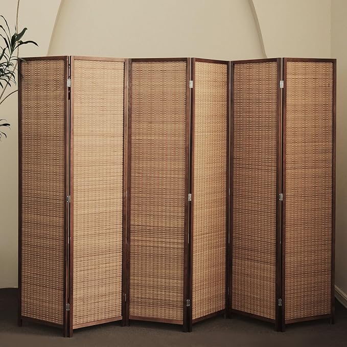 6 Panel Room Divider and Folding Screen Room Divider, Bamboo Room Divider - Image 3