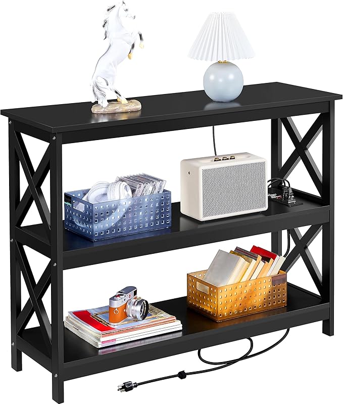 Yaheetech Entryway Table with Storage Shelves, Console Table with Power Outlets by Yaheetech