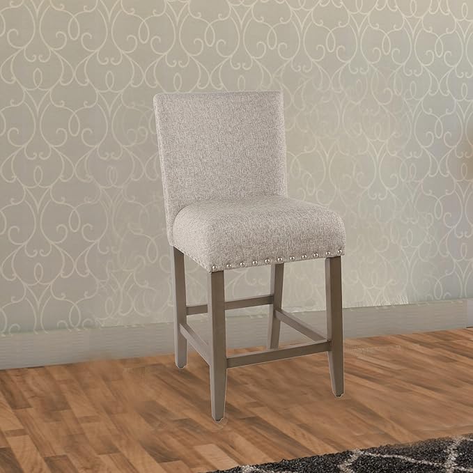 Homepop Home Decor | Backless Nailhead Trim Counter Height Bar Stools | 24 Inch - Image 2