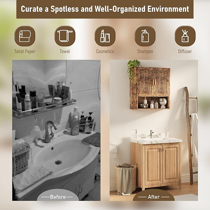 Bathroom Wall Cabinet, Wall-Mounted Medicine Cabinet - Image 5