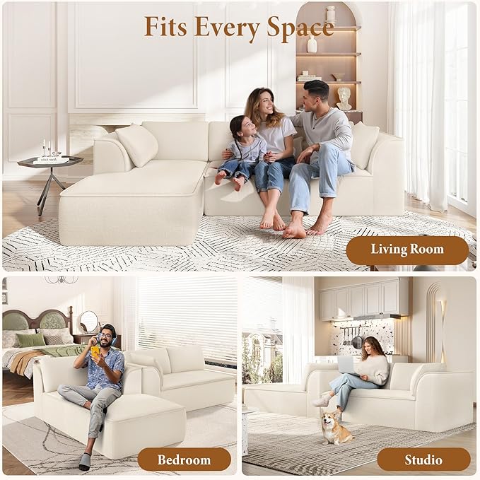 Vesgantti 106" Cloud Couch Sectional Modular Sofa, Deep Seat Comfy Cloud Couch - Image 7