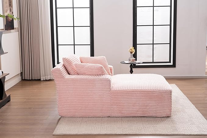 Oversized Chaise Daybed Lounge Sleeper Chair Sofa Bed Indoor, Fluffy Corduroy - Image 4
