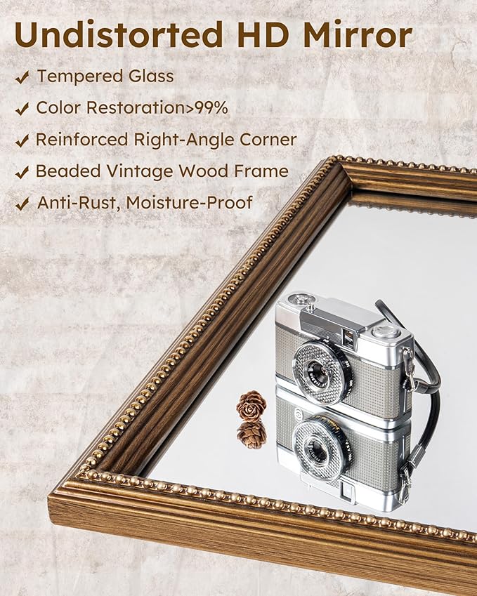Axeman 22x30 Wood Wall Mirror, Rustic Bathroom Mirror, Vintage Wall Mounted - Image 3