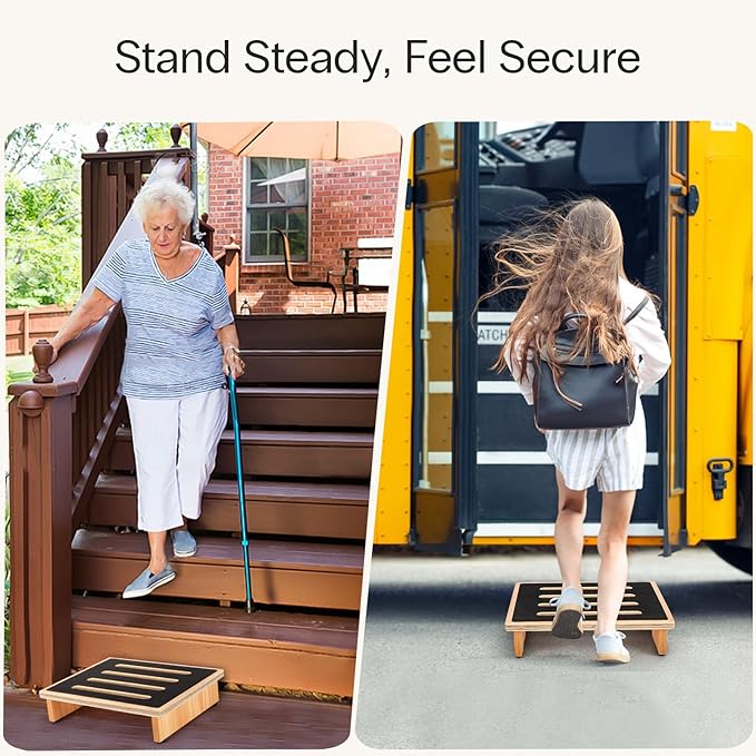 StrongTek 3.5" One Step Stool for Adults, Sturdy Wooden Riser - Image 4