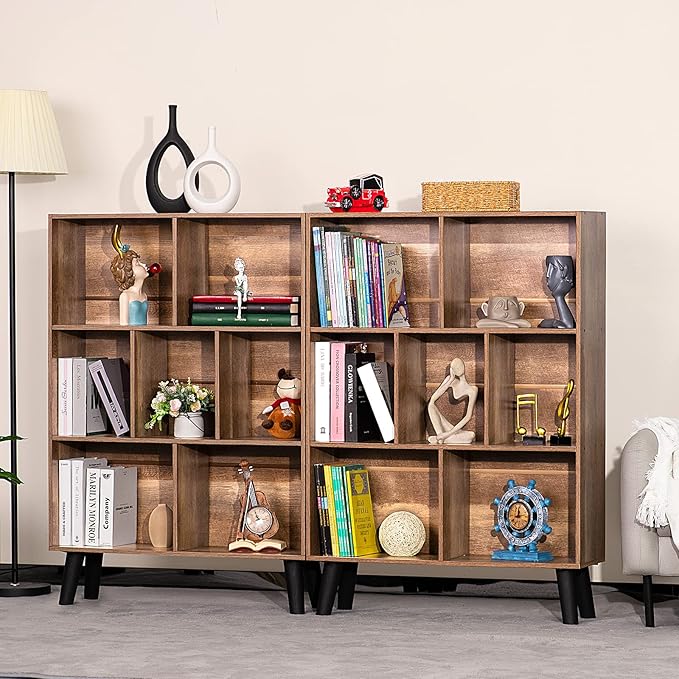 LEYAOYAO 7 Cube Bookshelf 3 Tier Modern Bookcase - Image 7