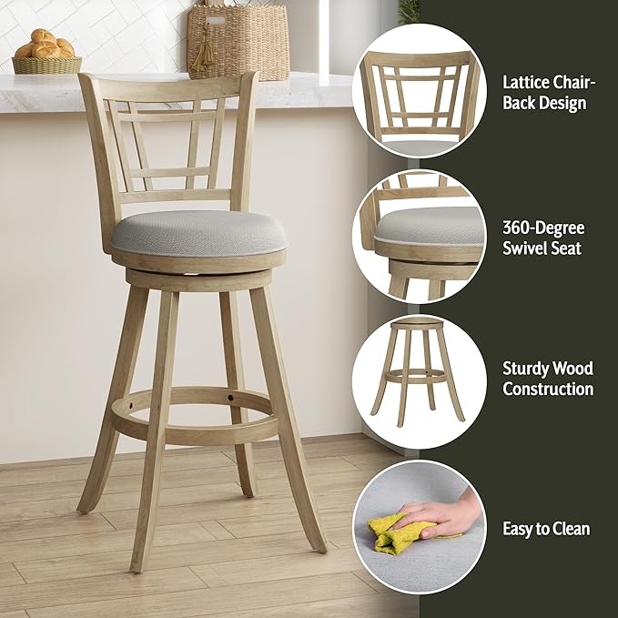 Hillsdale Fairfox 30.5" Wood Swivel Bar Height Stool - Image 4