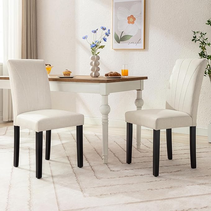 VECELO Upholstered Dining Chairs Set of 4, Modern Fabric and High Back & Solid - Image 2