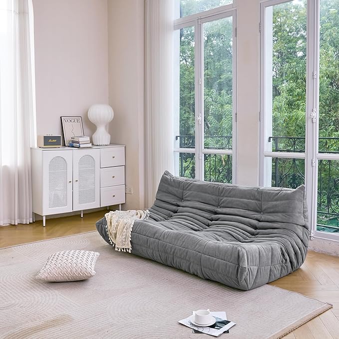 N&V Fireside Chair, Mid Century Armless Floor Sofa, Soft Premium Microfiber - Image 4