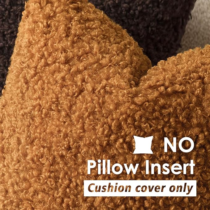Foindtower 2 Pieces 22x22 Inch Orange, Faux Fur Throw Pillow Cover Accent - Image 3