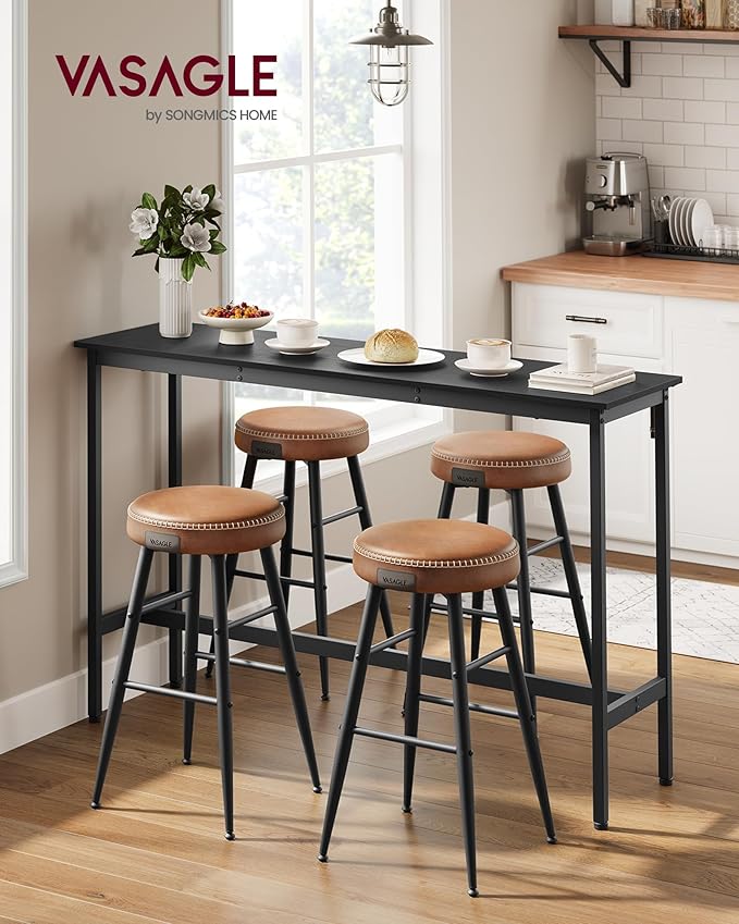 VASAGLE Bar Table, Narrow Long Kitchen Dining Table, Sturdy Metal Frame - Image 2