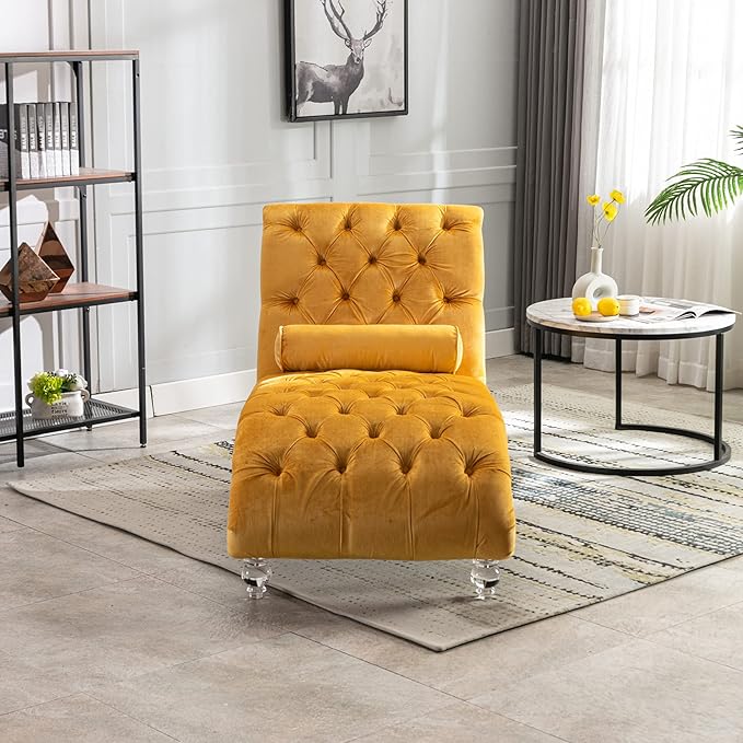 HomSof Modern Armless Velvet Chaise Lounge Indoor Chair - Image 3
