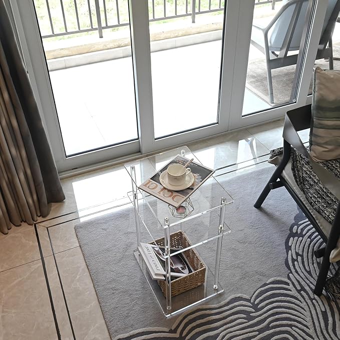Clear Acrylic Side Table Nightstand, Modern End Table, Coffee Table - Image 8