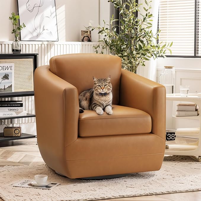 COLAMY 360° Swivel Accent Chair- Comfy Living Room Armchair No-Sag Foam & - Image 6