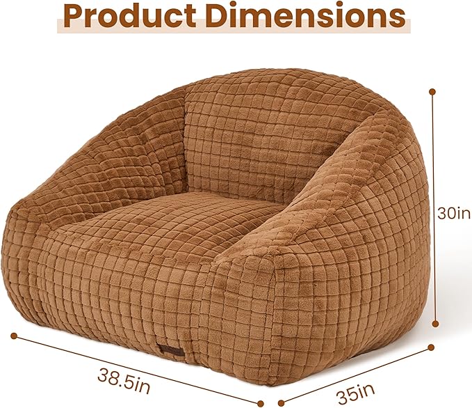Bean Bag Chairs for Adults, Giant Beanbag Sofa Comfy Reading Chair, Oversized - Image 2