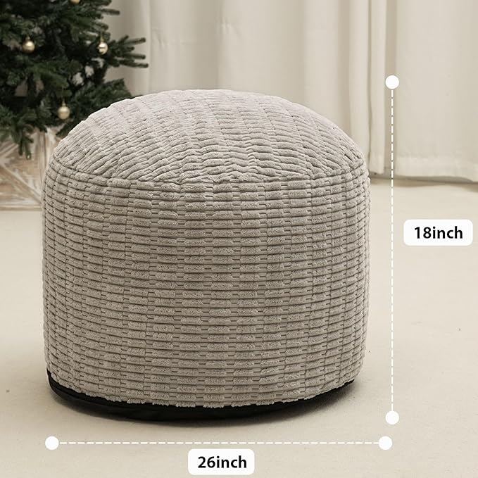 Round Stuffed Pouf Ottoman for Foot Rest, Storage Ottoman Pouf Foot Stool - Image 2