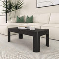Plank+Beam Small Modern Rounded Coffee Table, 40 Inch, Solid Wood Contemporary by PlankBeam