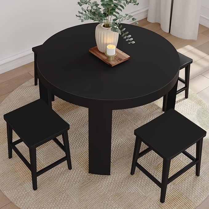 Plank+Beam Smythe Dining Stool, Sturdy Wood Modern Kitchen Stool, Saddle Seat - Image 8
