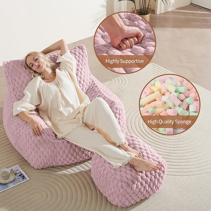 Bean Bag Chair with Ottoman - Image 7