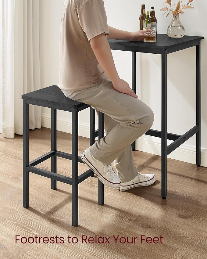 VASAGLE Bar Table and Chairs Set, Square Table - Image 7