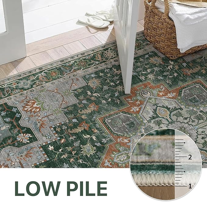 GENIMO 8x10 Area Rugs for Living Room, Machine Washable Non Slip Vintage Rugs - Image 5