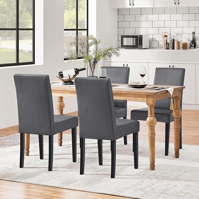 Yaheetech Dining Chairs Set of 4 PU Leather Upholstered Parsons Dining Chairs - Image 2