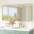 TETOTE Gold Mirror 48 x 24 Brushed Gold Metal Framed Bathroom Mirror, Tempered by TETOTE