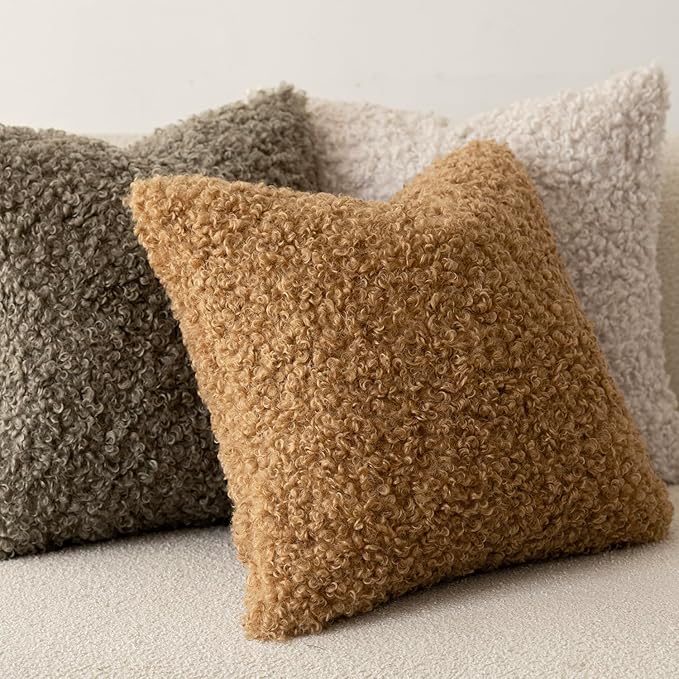 Foindtower 2 Pieces 16x16 Inch Bronze, Faux Fur Throw Pillow Cover Accent - Image 3