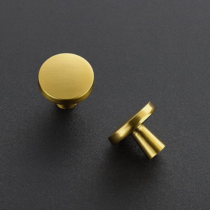 Ravinte 5 Pack Drawer Pulls 1-1/4 Inch Brushed Brass Kitchen Cabinet Knobs - Image 2