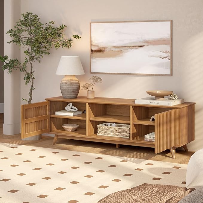 Plank+Beam Mid-Century Modern Wood TV Stand, Solid Wood Entertainment Console - Image 8