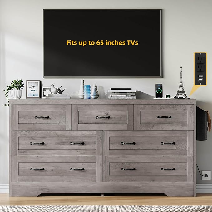 YITAHOME Grey Drawers TV Stand for 65 inches by YITAHOME