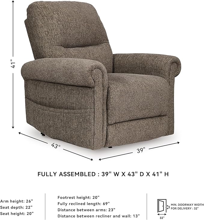 Signature Design by Ashley Aureta Classic Stain Resistant Power Lift Recliner - Image 3