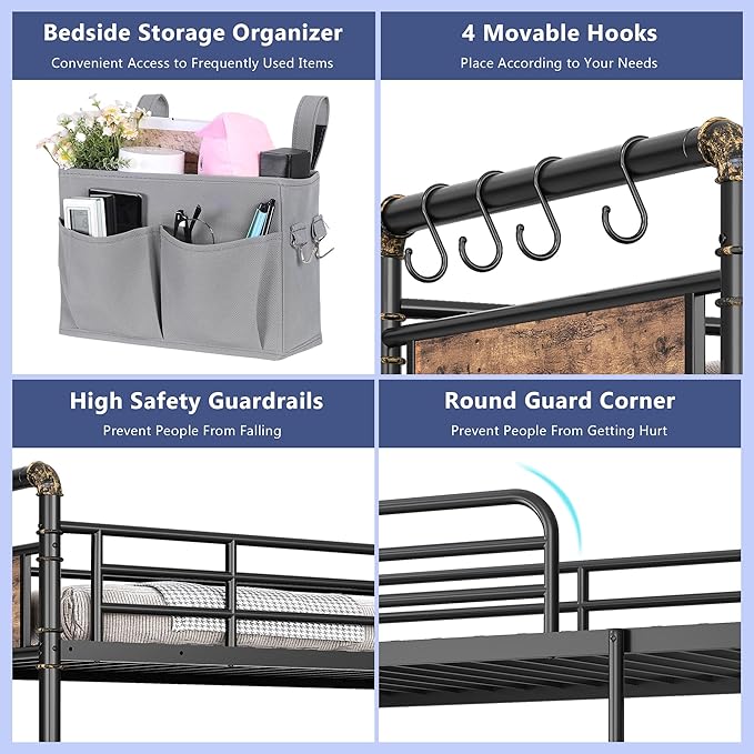 Metal Bunk Bed Twin Over Twin, Industrial Bunkbeds Heavy Duty Bed - Image 5