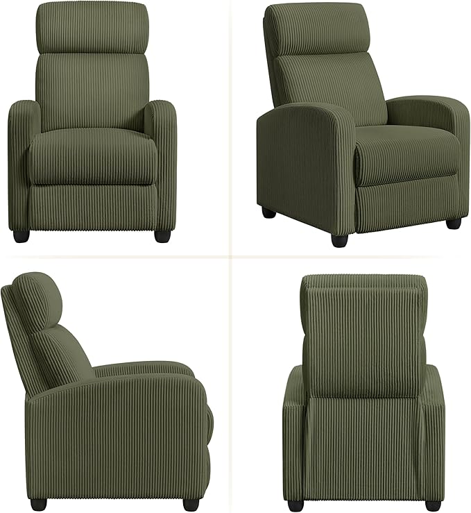 Yaheetech Corduroy Recliner Chair Single Sofa Home Theater Seating Adjustable - Image 8