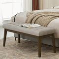 End of Bed Bedroom Bench, Linen Upholstered Tufted Bench by Befurtori