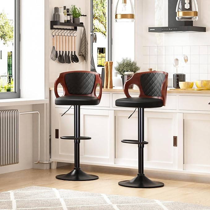 VECELO Bar Stools Set of 2, Adjustable Counter Height Stools by VECELO
