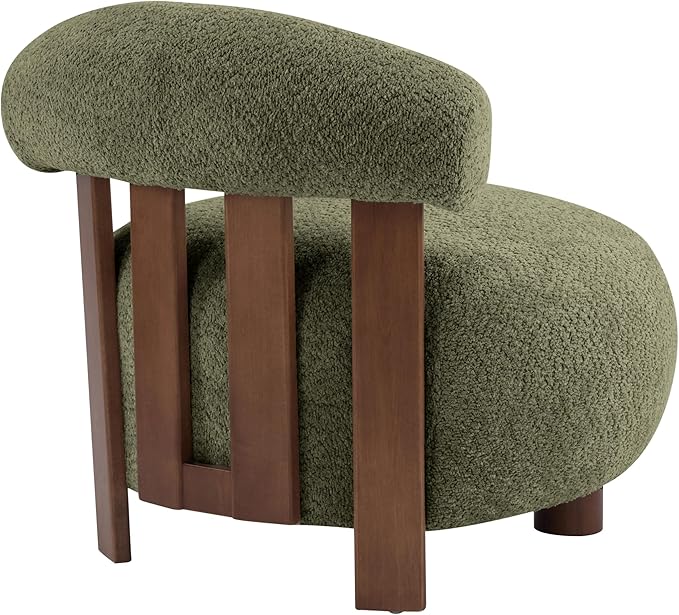 Christopher Knight Home Elvina Boucle Fabric Accent Chair, Solid Wood Single - Image 7