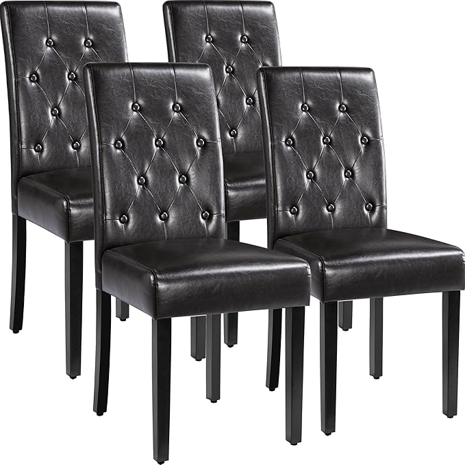 Yaheetech Dining Chairs Set of 4 Modern Style Faux Leather Dining Room Chairs by Yaheetech