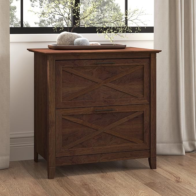 Bush Furniture Key West 2 Drawer Lateral File Cabinet in Bing Cherry - Image 2