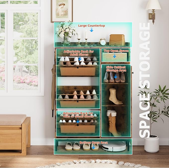 GarveeHome Shoe Cabinet Rattan - Image 4