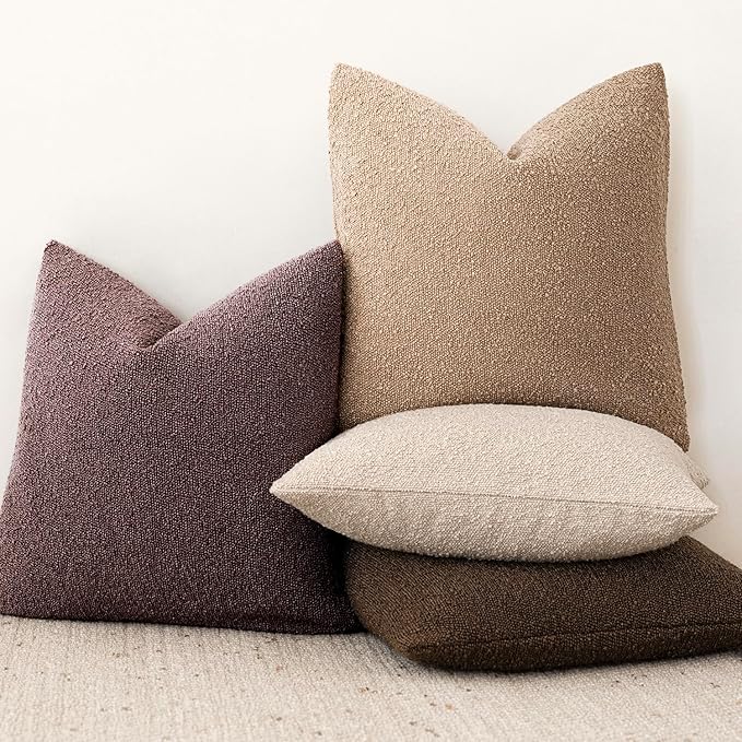 Foindtower Pack of 2, Decorative Textured Boucle Throw Pillow Covers Neutral - Image 6
