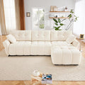 Modern Chenille Fabric 3-Seat Sofa w/Ottoman+2 Pillows, Premium Upholstery by FAVSH