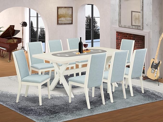 East West Furniture X027LA015-9 9 Piece Dining Set Includes a Rectangle Dining - Image 2