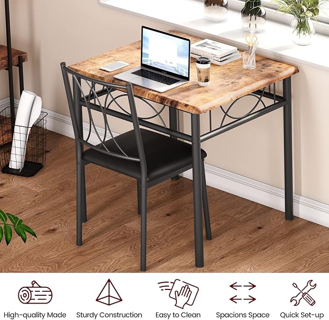 CABIHOME Dining Table Set for 2, 3 Piece Kitchen Table Set - Image 3