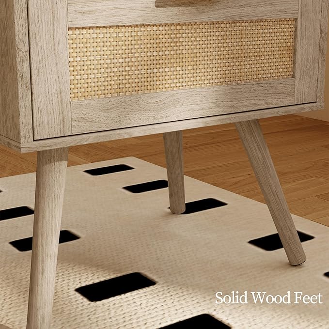 Rattan Nightstand, Farmhouse Bedside Table - Image 7