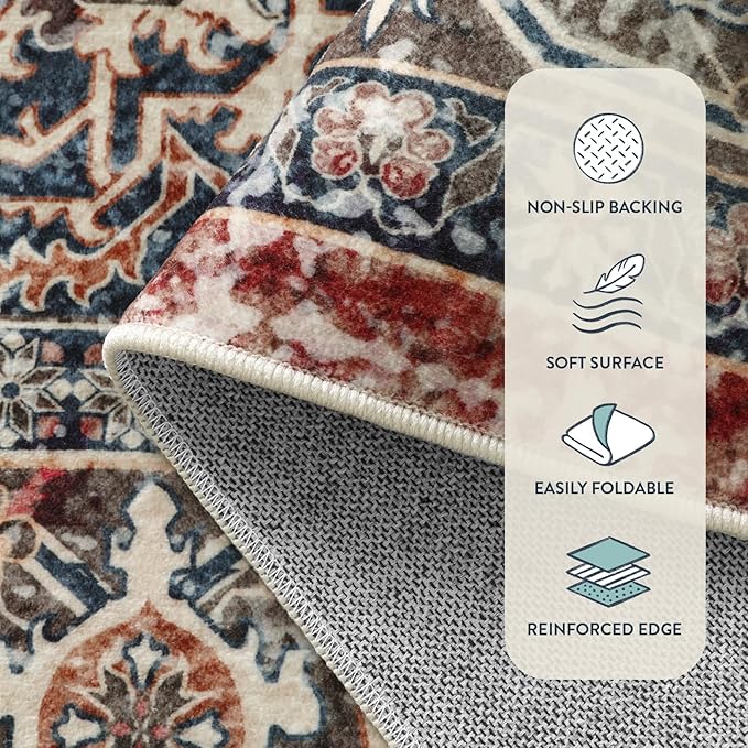 Lahome Oriental Washable Rugs for Living Room, 5x7 Area Rugs for Bedroom - Image 7