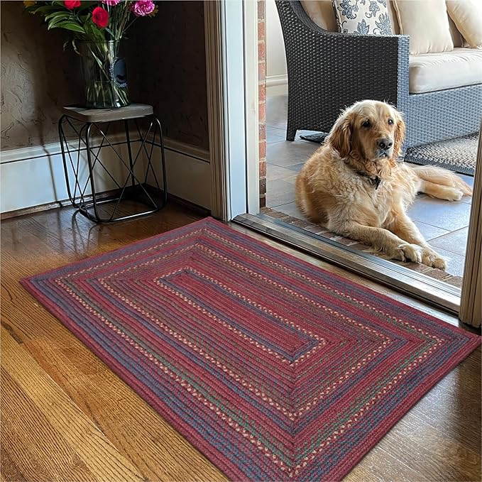 Jamestown Burgundy Jute Braided Rug, 20x30 Rectangle by Homespice