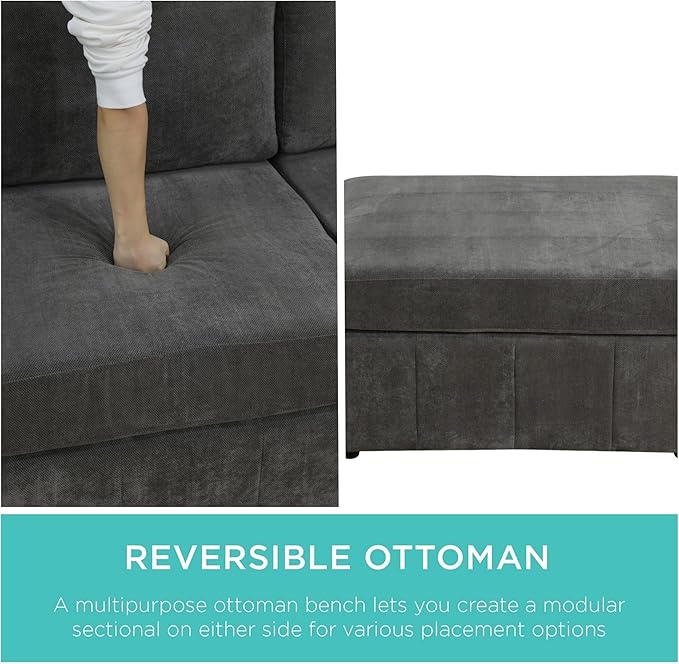 Loveseat Sofa with Ottoman, 74″ Modern Sectional Couches with Deep Seat - Image 5