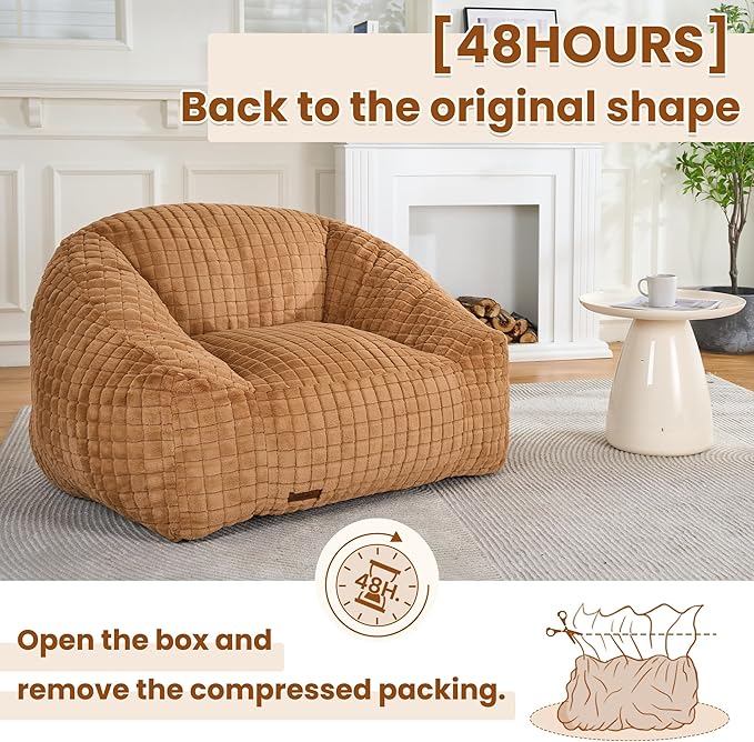 Bean Bag Chairs for Adults, Giant Beanbag Sofa Comfy Reading Chair, Oversized - Image 8