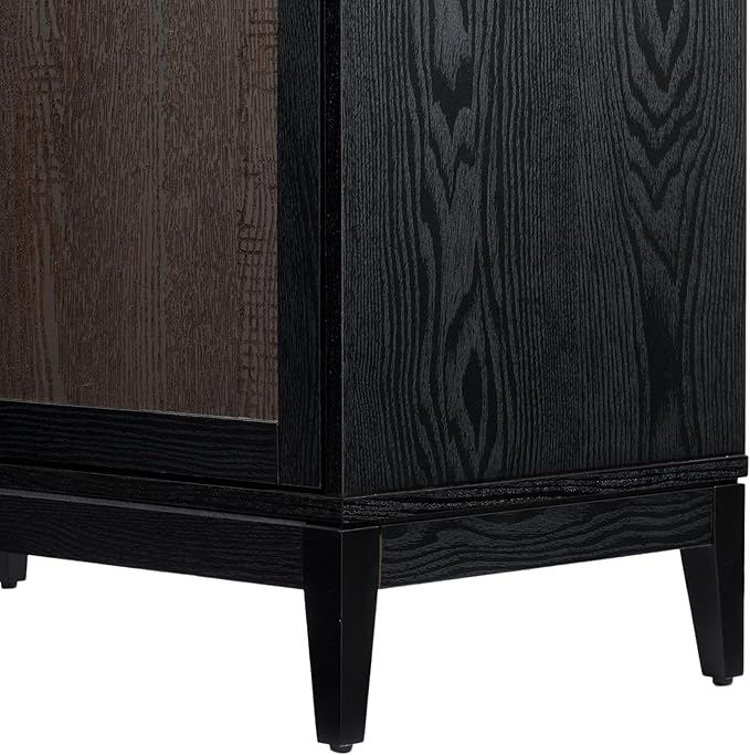 Sango Arch 2-Door Accent Cabinet, Modern Black & Brown Storage Cabinet - Image 7