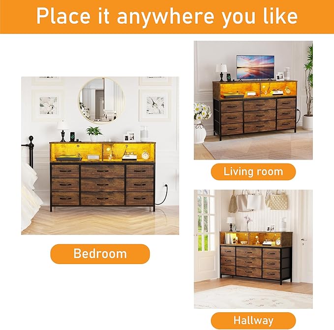 Dresser for Bedroom, Led Dresser TV Stand - Image 7